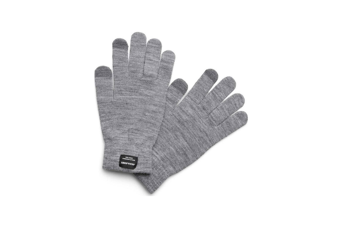 Jack And Jones Jachenry Knit Gloves Γάντια Χειμερινά (12158446 GREY MELANGE) Γκρί